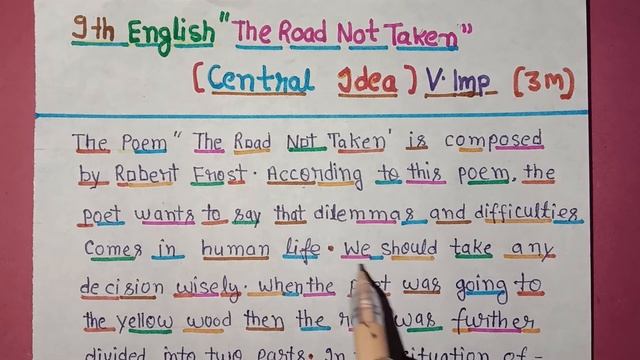 Central idea of The road not Taken |9th English 2022 |The Road not taken смотреть онлайн