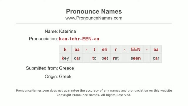 How to Pronounce Katerina - PronounceNames.com смотреть онлайн