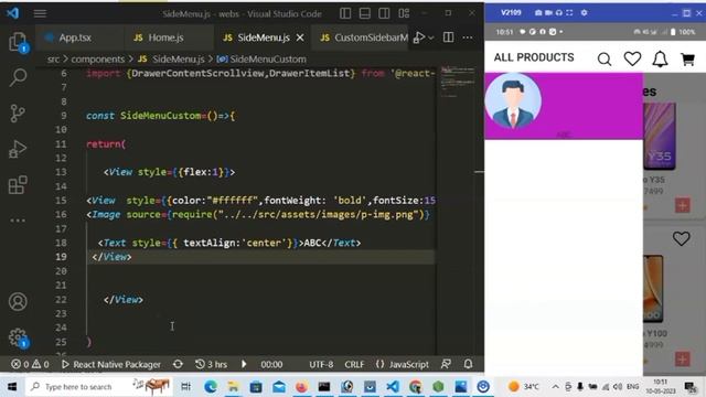#4 How to Make Custom Drawer navigation In React Native E-commerce App full Tutorial in Hindi смотреть онлайн