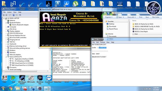 E8231 S1 Unlock + Ussd Flash With Al RAZA Flasher