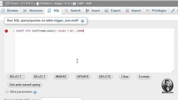 Mysql Insert Trigger Using PhpMyAdmin