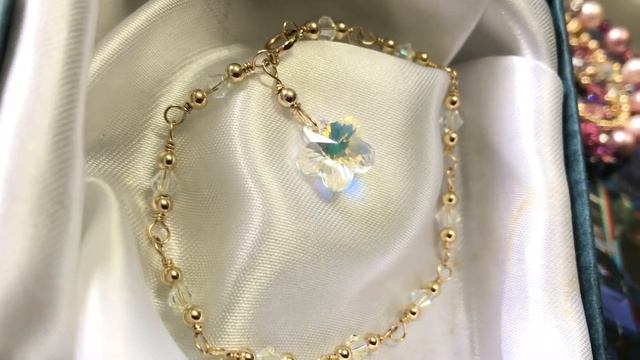 Stunning 14 karat gold filled bracelet with Swarovski crystal смотреть онлайн