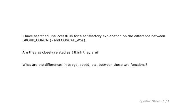 MySQL : Difference between GROUP_CONCAT() and CONCAT_WS()? смотреть онлайн