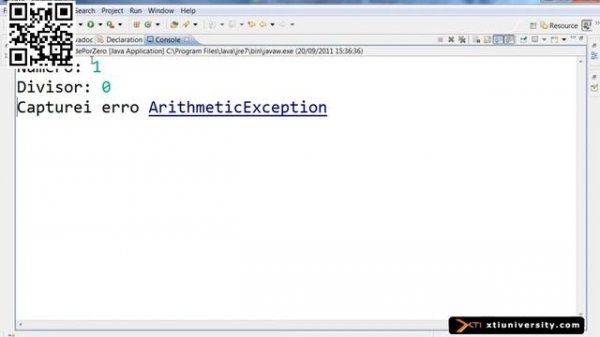 Universidade XTI   JAVA   053   Exception, try, catch e fin