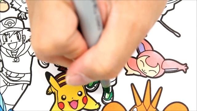 Pokémon coloring book pages for kids speed coloring Ash and Friends Pikachu смотреть онлайн