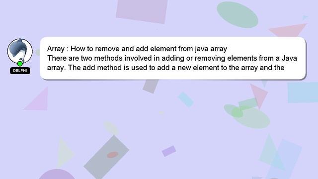 Array : How to remove and add element from java array смотреть онлайн