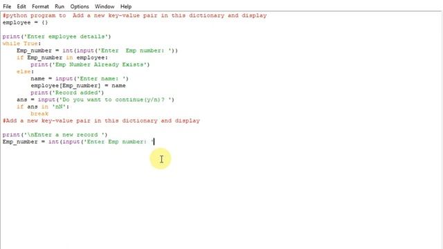 python program to Add a new key-value pair in this dictionary and display смотреть онлайн
