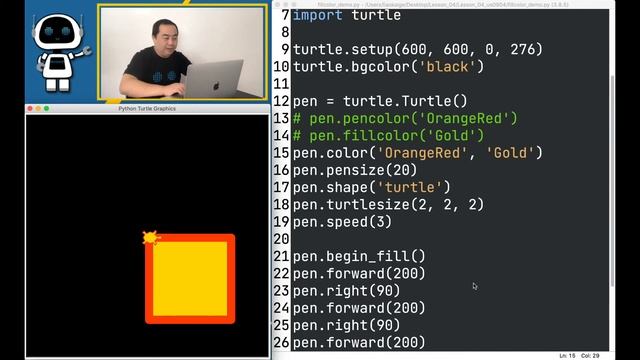 Python Turtle - Lesson 04: Fill Color [海龟绘图 第4课: 填充颜色] смотреть онлайн