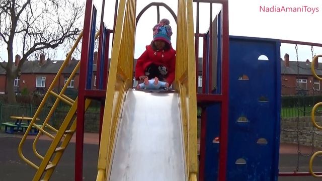 Little Girl Pushing Pink Quinny Stroller Pushchair With Baby Dolls | Kids Park Playtime