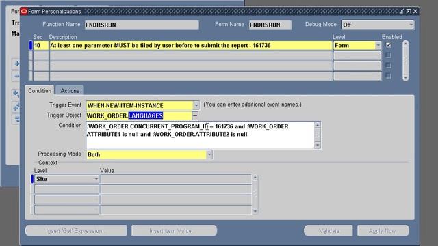 Oracle eBS R12 - Form Personalization - report parameters mandatory смотреть онлайн