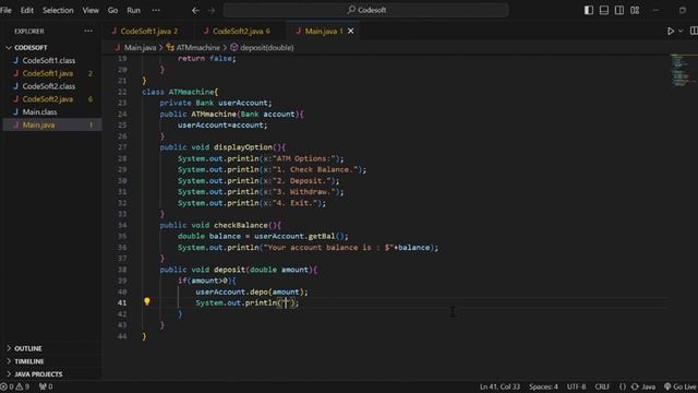 Atm machine Functioning in java смотреть онлайн