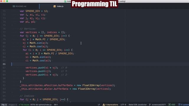How to draw a 3d sphere in WebGL - ProgrammingTIL #135 WebGL tutorial video screencast 0078 смотреть онлайн