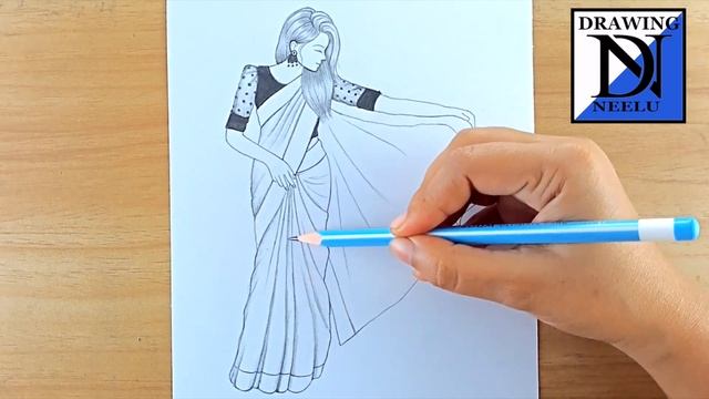 How to draw a traditional Girl with beautiful saree || Pencil sketch for beginner || girl drawing смотреть онлайн