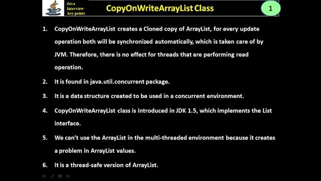 353. Java CopyOnWriteArrayList Class смотреть онлайн