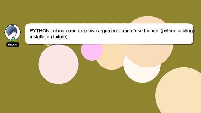 PYTHON : clang error: unknown argument: '-mno-fused-madd' (python package installation failure) смотреть онлайн