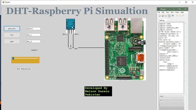 simulation of raspberry pi with DHT11 sensor | simulation of raspberry pi with temperature sensor смотреть онлайн
