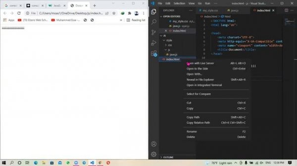Learn JavaScript , how to run live server in vs code