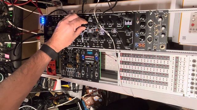 Behringer Kobol triggered by a Doepfer MAQ 16/3 MIDI Analogue Sequencer firing on random. смотреть онлайн