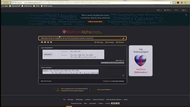 Using Wolfram Alpha to Optimize Linear Programming Systems смотреть онлайн