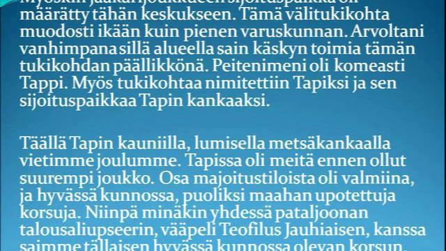 Pian 100 vuotiaan Pentti Perttulin joulu 1941 Rukajärven rintamalla diaesitys смотреть онлайн