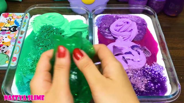 MINT Vs PURPLE! Mixing Random Into GLOSSY Slime ! Satisfying Slime Video #330