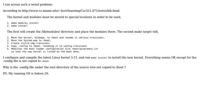 Unix & Linux: Why is the .config file not copied to /boot after installing new kernel? смотреть онлайн