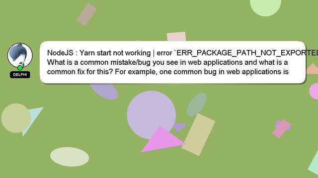 NodeJS : Yarn start not working | error `ERR_PACKAGE_PATH_NOT_EXPORTED' смотреть онлайн