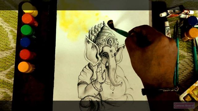 Ganpati Drawing / How to draw Ganpati / Ganesha Sketch / 2020 / #CanvasBoard / #GanpatiDrawing смотреть онлайн