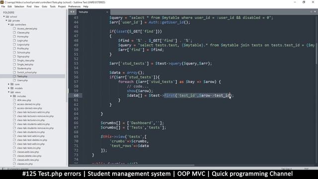 #125 Tests.php errors | Student management system in PHP | OOP MVC | Quick programming tutorial смотреть онлайн