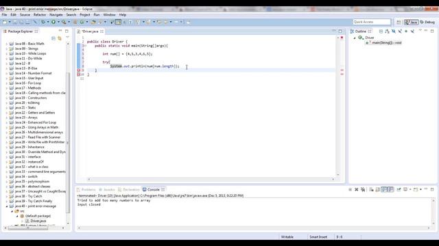 Learn Java - Beginner 39 - Error Stream (for exceptions) смотреть онлайн