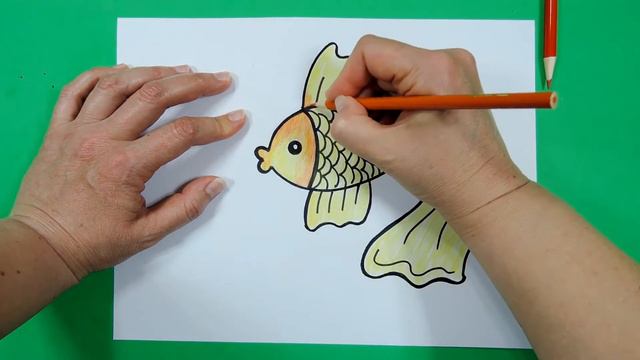 How To Draw Gold Fish. Golden. Easy. Step By Step .Як намалювати золоту рибку.