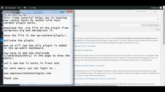 Latest Post By Author with Post Content- WordPress Plugin Video Tutorial смотреть онлайн