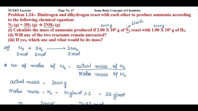 Dinitrogen and dihydrogen react with each other to produce ammonia according to the following.... смотреть онлайн