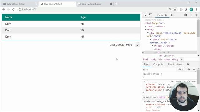 Data Table with Async Refresh using HTML, CSS, JS and Express.js смотреть онлайн