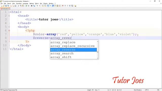Reverse Function In PHP Tamil смотреть онлайн