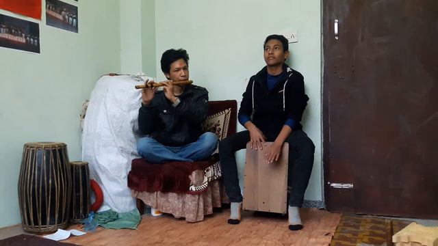 English song || Flute music || my student Kolit Shakya || cajon box || by guru rajendra maharjan смотреть онлайн