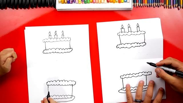 How To Draw A Birthday Cake Tower (Folding Surprise) смотреть онлайн