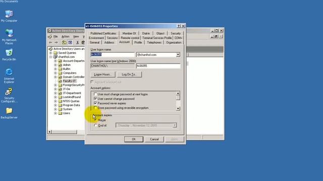 21-Setting Expire for user account-Window Server 2003 смотреть онлайн