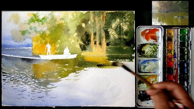 Beautiful Watercolor Landscape: Painting Fly Fishing for Beginners. смотреть онлайн