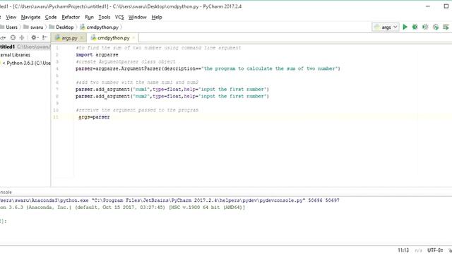 HOW TO PASS VALUE AS COMMAND LINE ARGUMENT IN PYTHON(USING PyCharm) смотреть онлайн