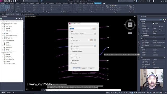 Create Feature Lines From Polylines in CIVIL 3D смотреть онлайн