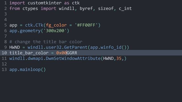 Changing the title bar color of tkinter windows смотреть онлайн