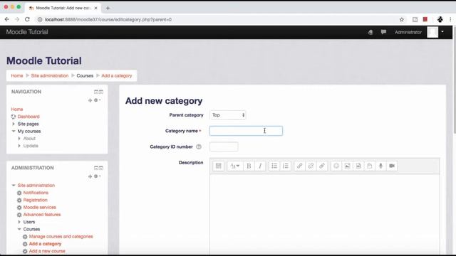 How to create a new Category in Moodle as a Admin Tutorial 4 смотреть онлайн
