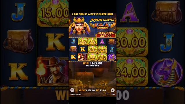 JOHN HUNTER AND THE TOMB OF THE SCARAB QUEEN SLOT £3 BONUS! смотреть онлайн