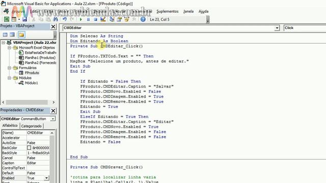 Excel Macros (VBA) - Aula 22 - Criando um cadastro de produtos - Parte 6 (Edição de itens salvos) смотреть онлайн