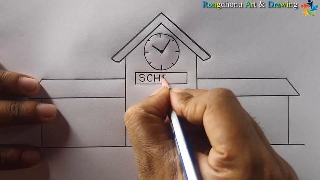 How to draw a My School Picture?? School Scenery Drawing?? Paintng?? смотреть онлайн
