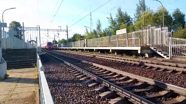 Электропоезд Ласточка эс2г-123 Сообщением Санкт-Петербург Великий Новгород Пролетает мимо Поповка смотреть онлайн