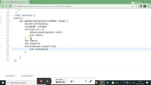 1290. Convert Binary Number in a Linked List to Integer || LEETCODE SOLUTION || IN C++ смотреть онлайн