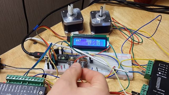 Согласованная работа двух шаговых двигателей на ардуино. смотреть онлайн