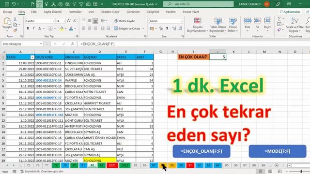 Excel 1 Dakika - Adlandırma ve F5, F3 Tuşları смотреть онлайн